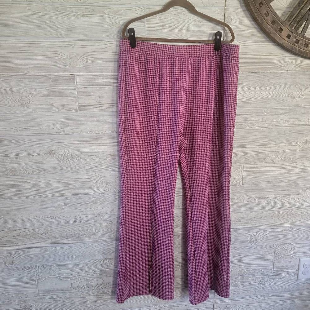 Gingham Flare Pants Pink Womens SZ 3XL Curve Shein Barbie